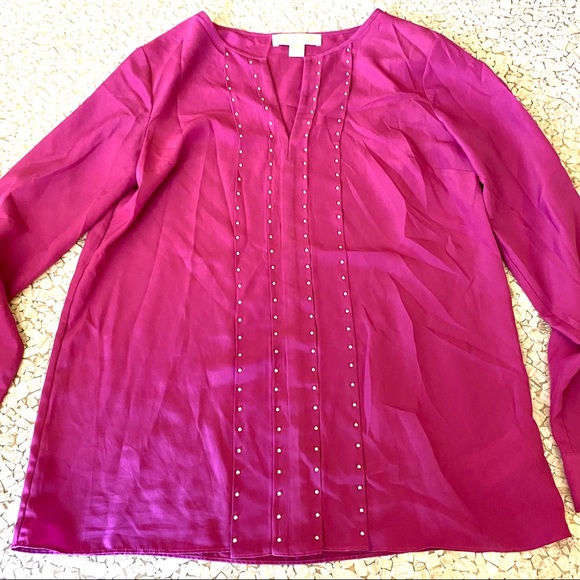 Fuchsia Michael Kors gold studded blouse beautiful Excellent condition. - Picture 6 of 7